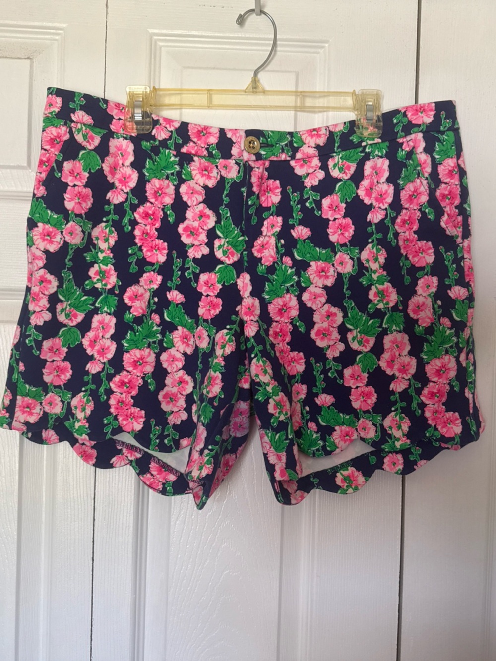 Lilly Pulitzer Navy Shorts with Pink & Green Floral Trim